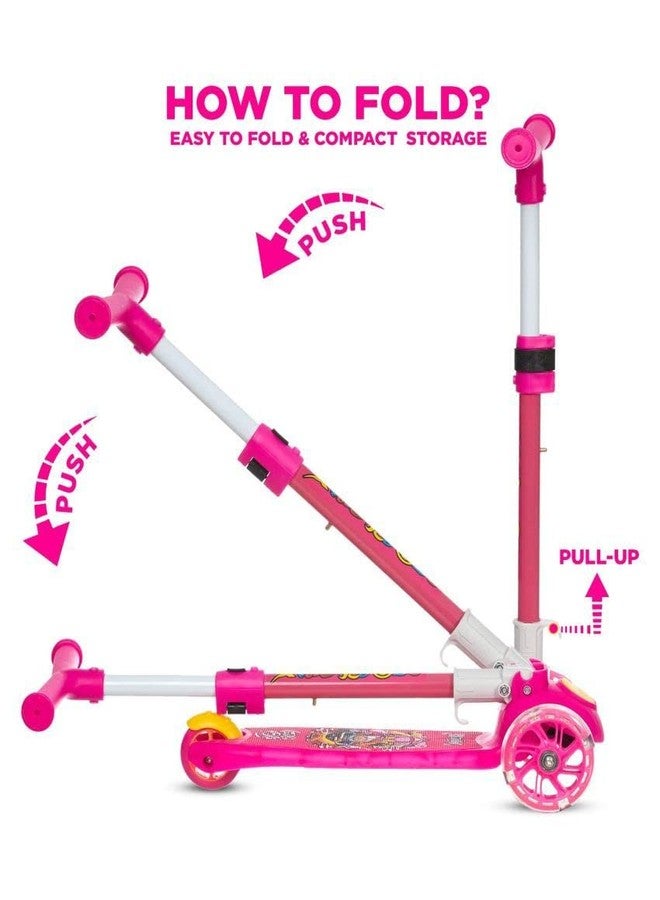 Plutofit Height Adjustable Foldable Super Scooter for Kids with LED Wheels, Pink - Image 4